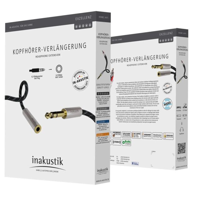 Forlenger hodetelefonkabel 6,3 mm jack - Excellence - Inakustik